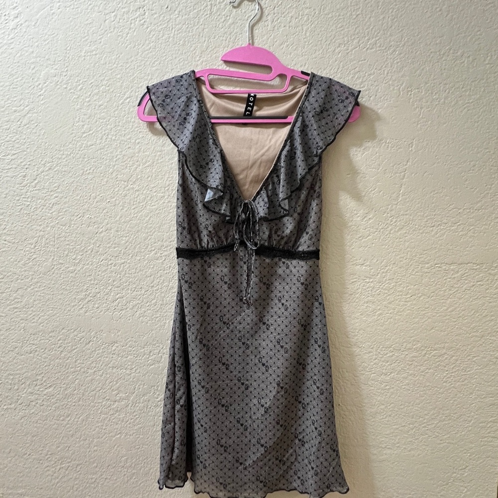 Gray and Black Patterned Dress